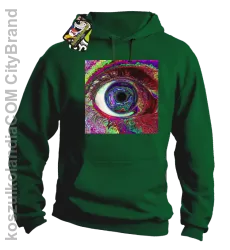 PSYCHODELIC EYE - Bluza męska z kapturem zielona 