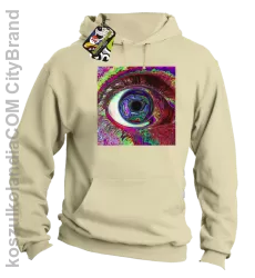 PSYCHODELIC EYE - Bluza męska z kapturem beżowa 