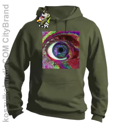 PSYCHODELIC EYE - Bluza męska z kapturem khaki 