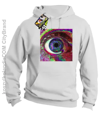 PSYCHODELIC EYE - Bluza męska z kapturem biała 