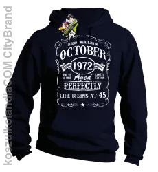 Legends were born in October Aged Perfectly - Bluza męska z kapturem granat