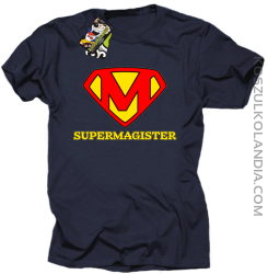 Zajefajny magister ala superman - koszulka męska granatowa