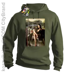 Mona Lisa Model Art - Bluza męska z kapturem khaki 