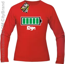 Syn - Bateria 100% - Longsleeve męski czerwona 