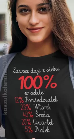 Zawsze daje z siebie 100% w Szkole - Koszulka Damska