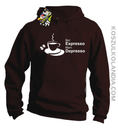 Bez Espresso Mam Depresso - Bluza z kapturem brąz