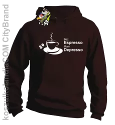 Bez Espresso Mam Depresso - Bluza z kapturem brąz