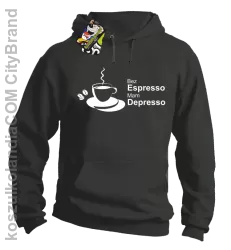 Bez Espresso Mam Depresso - Bluza z kapturem szara