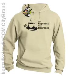 Bez Espresso Mam Depresso - Bluza z kapturem beż