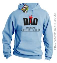 Dad The Real Mother fucker - Bluza męska z kapturem błękitna