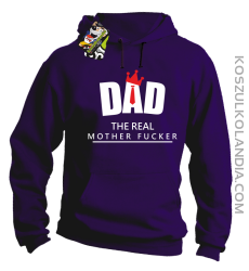 Dad The Real Mother fucker - Bluza męska z kapturem fioletowa