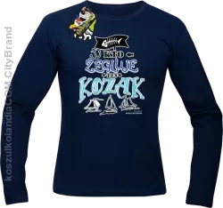 Kto żegluje ten KOZAK - Longsleeve męski granat