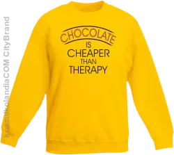 Chocolate is cheaper than therapy - Bluza dziecięca bez kaptura żółta 