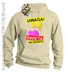 UWAGA Święta na Bogato Różowa Dżoana - Bluza męska z kapturem beżowa 