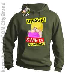 UWAGA Święta na Bogato Różowa Dżoana - Bluza męska z kapturem khaki