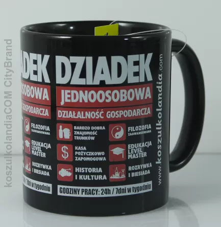 Dziadek jednoosobowa - Kubek ceramiczny czarny 