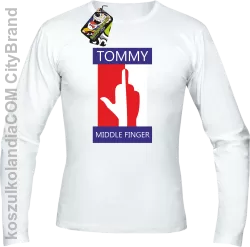 Tommy Middle Finger - Longsleeve męski biała 