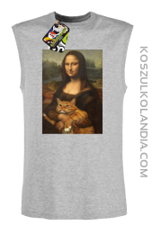 Mona Lisa z kotem - Bezrękawnik męski melanż 