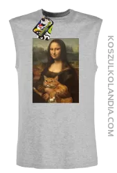 Mona Lisa z kotem - Bezrękawnik męski melanż 