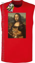 Mona Lisa z kotem - Bezrękawnik męski czerwony