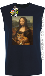 Mona Lisa z kotem - Bezrękawnik męski granatowy 