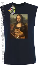 Mona Lisa z kotem - Bezrękawnik męski granatowy 