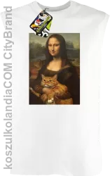 Mona Lisa z kotem - Bezrękawnik męski biały 