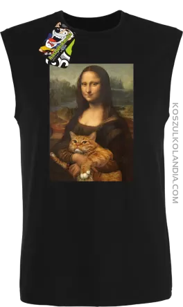 Mona Lisa z kotem - Bezrękawnik męski czarny 