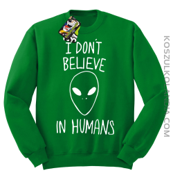 Cosmic Face I dont believe in humans - Bluza męska standard bez kaptura zielona 