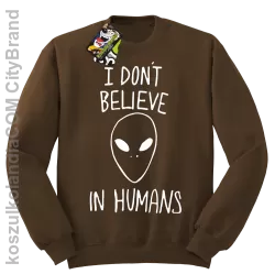 Cosmic Face I dont believe in humans - Bluza męska standard bez kaptura brązowa 