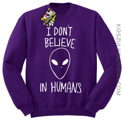 Cosmic Face I dont believe in humans - Bluza męska standard bez kaptura fioletowa 