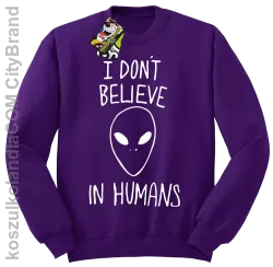 Cosmic Face I dont believe in humans - Bluza męska standard bez kaptura fioletowa 