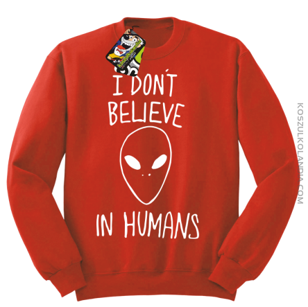 Cosmic Face I dont believe in humans - Bluza męska standard bez kaptura czerwony 