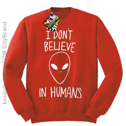 Cosmic Face I dont believe in humans - Bluza męska standard bez kaptura czerwony 