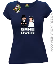 Game Over Pixel - koszulka damska na panieńskie granatowa