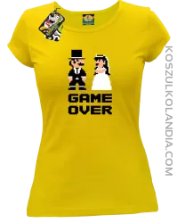 Game Over Pixel - koszulka damska na panieńskie żółta