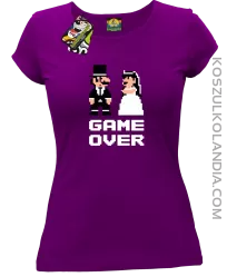 Game Over Pixel - koszulka damska na panieńskie fioletowa