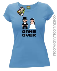 Game Over Pixel - koszulka damska na panieńskie błękitna