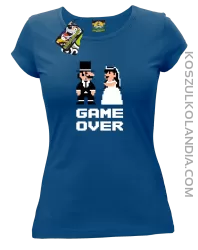 Game Over Pixel - koszulka damska na panieńskie niebieska