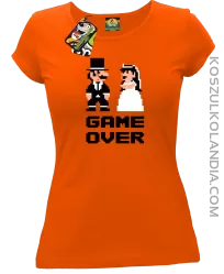 Game Over Pixel - koszulka damska na panieńskie pomarańczowa