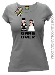 Game Over Pixel - koszulka damska na panieńskie szara