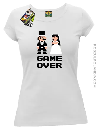 Game Over Pixel - koszulka damska na panieńskie biała