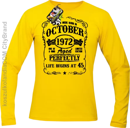 Legends were born in October Aged Perfectly - Longsleeve męski żółty 
