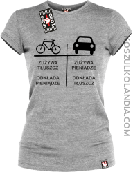 Auto-Rower Zużywa tłuszcz odkłada pieniądze - koszulka damska melanż 