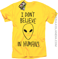 Cosmic Face I dont believe in humans - Koszulka męska żółta 