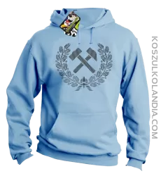 Pyrlik i żelazko znak górniczy herb górnictwa - Bluza męska z kapturem błękit 