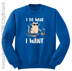 I do what I want Cat with glasses - bluza męska bez kaptura standard niebieska