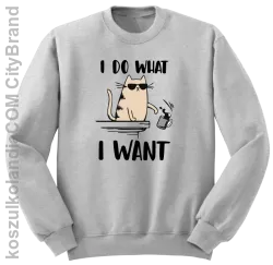 I do what I want Cat with glasses - bluza męska bez kaptura standard melanż 