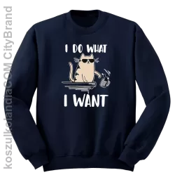 I do what I want Cat with glasses - bluza męska bez kaptura standard granatowa