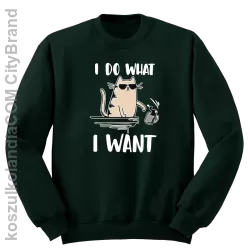 I do what I want Cat with glasses - bluza męska bez kaptura standard butelkowa